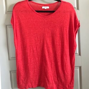 Madewell Miracle Tee sz Small 100% linen in Red